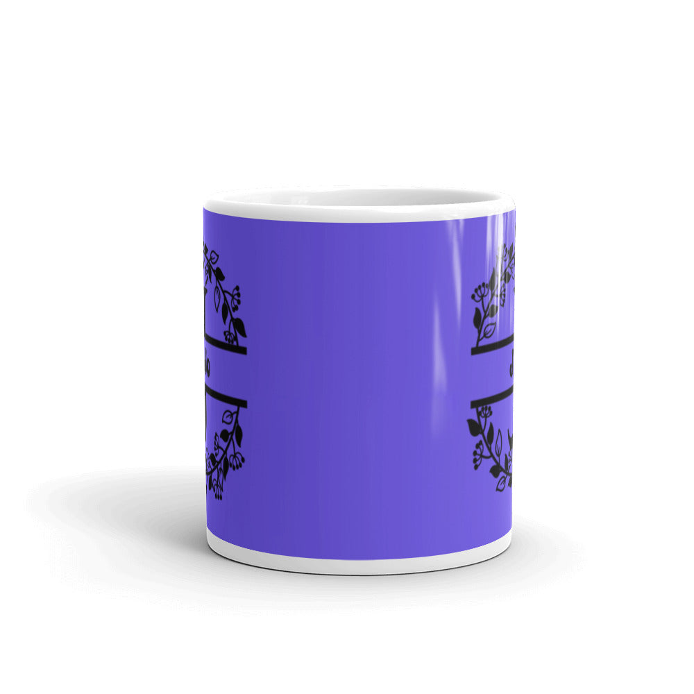 JoJo - Purple & Black on White glossy mug