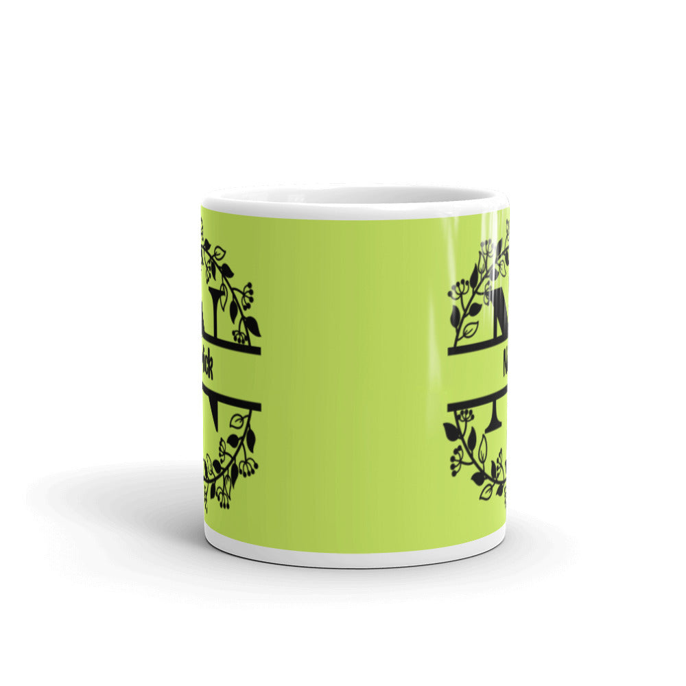 Nick - Green & Black - Personalized on White glossy mug