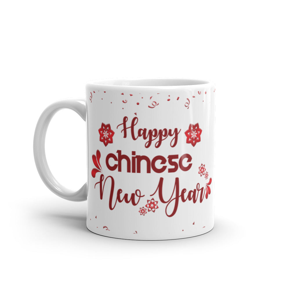 Happy Chinese New Year - White glossy mug - Red & White