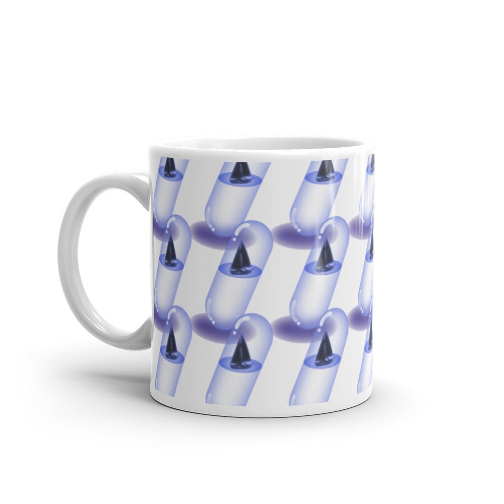 Yacht in a Capsule in Purple Pattern - White glossy mug - Science Fiction Day