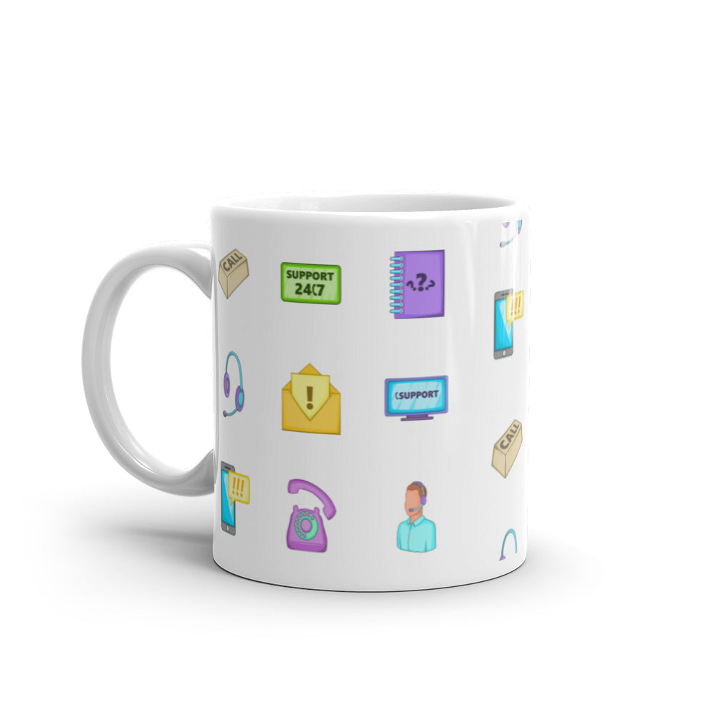 Customer Support Icons - White glossy mug - Get to Know your Customer Day