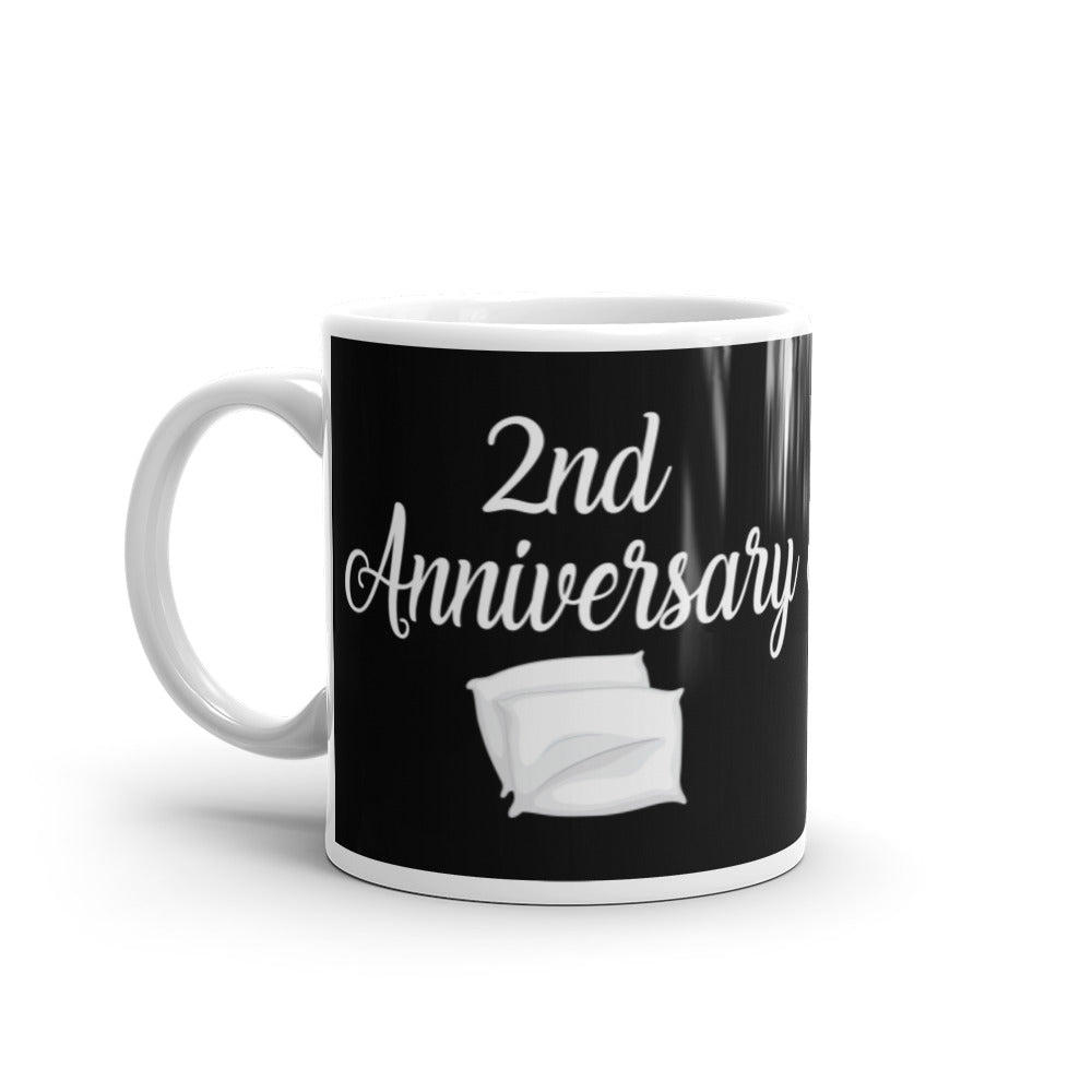2nd Anniversary in Black & White - White glossy mug