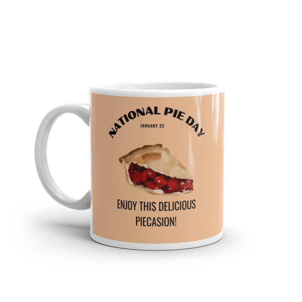 National Pie Day (Cream) White glossy mug