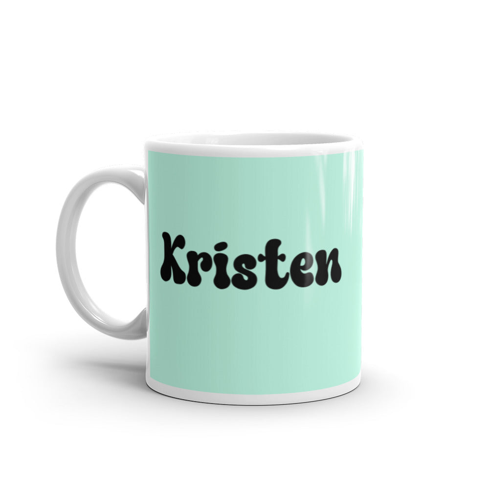 Kristen - Green & White glossy mug