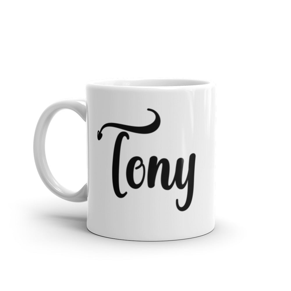 Tony - Black & White glossy mug