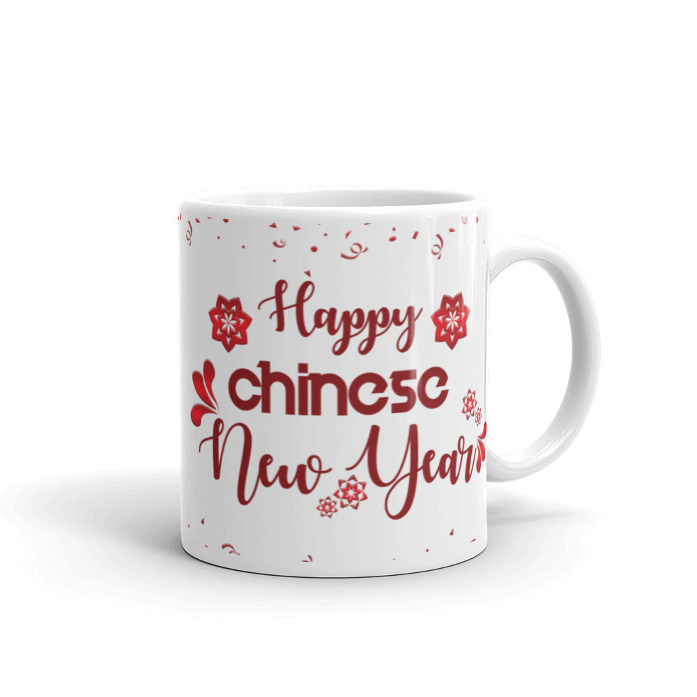 Happy Chinese New Year - White glossy mug - Red & White