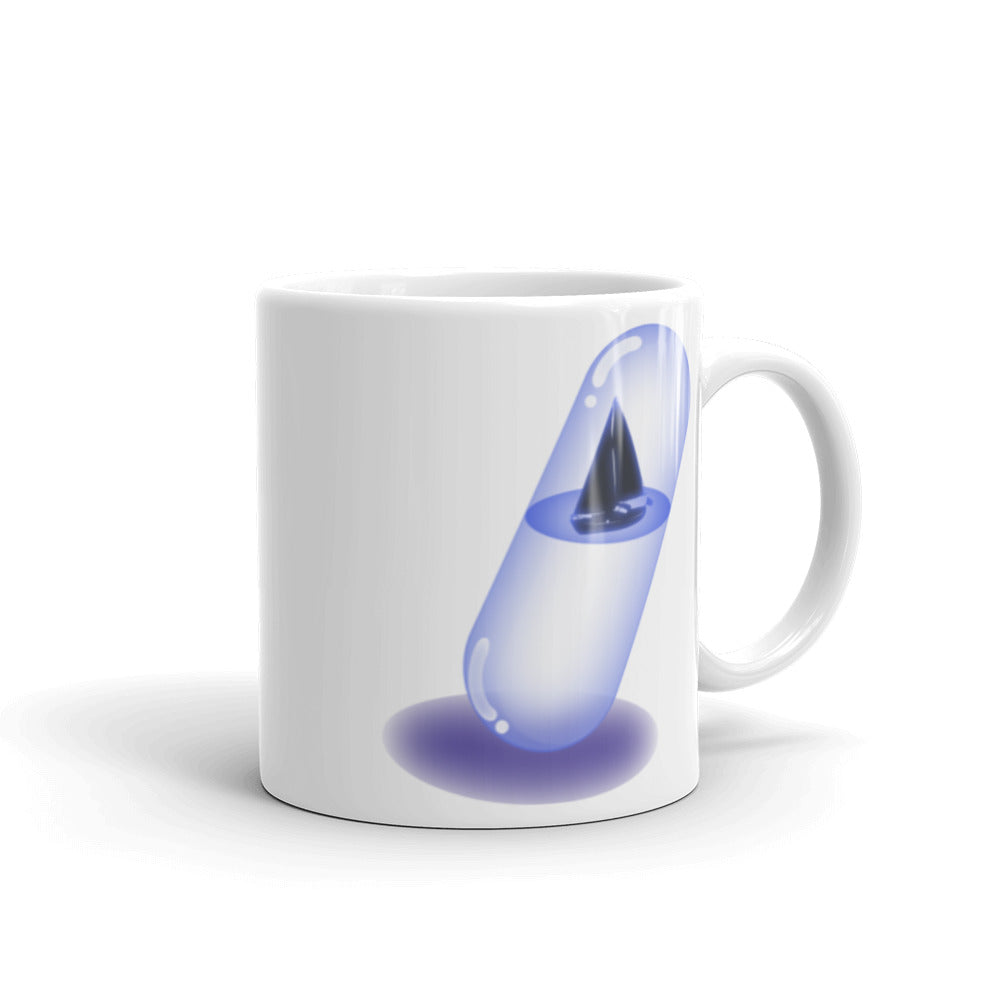 Yacht in a Purple Capsule -  White glossy mug - Science Fiction Day