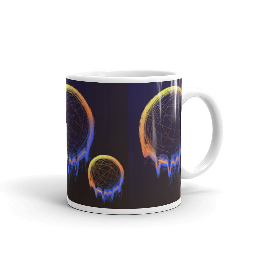 Fiery Planets in Luminant Colours - White glossy mug - Science Fiction Day