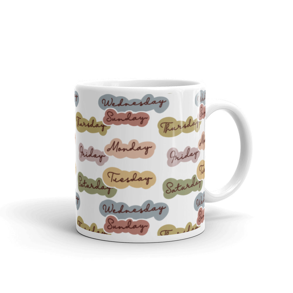 Day of the Week Stickers - White glossy mug -National Sticker Day – Magic  Mug Biz
