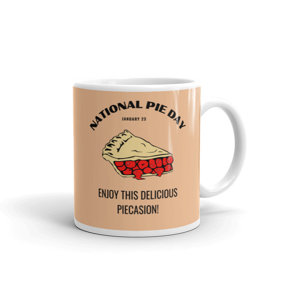 National Pie Day (Cream) White glossy mug