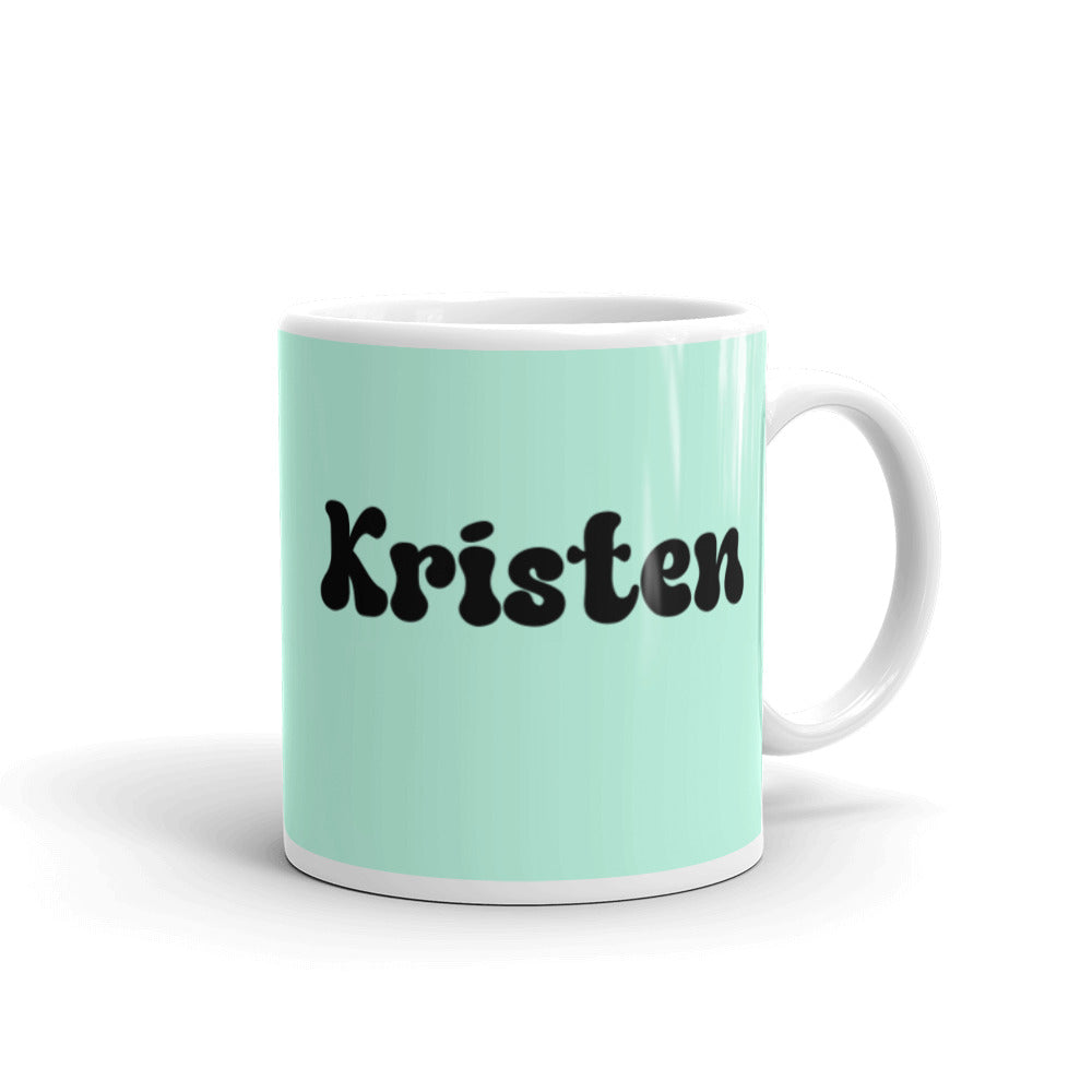 Kristen - Green & White glossy mug