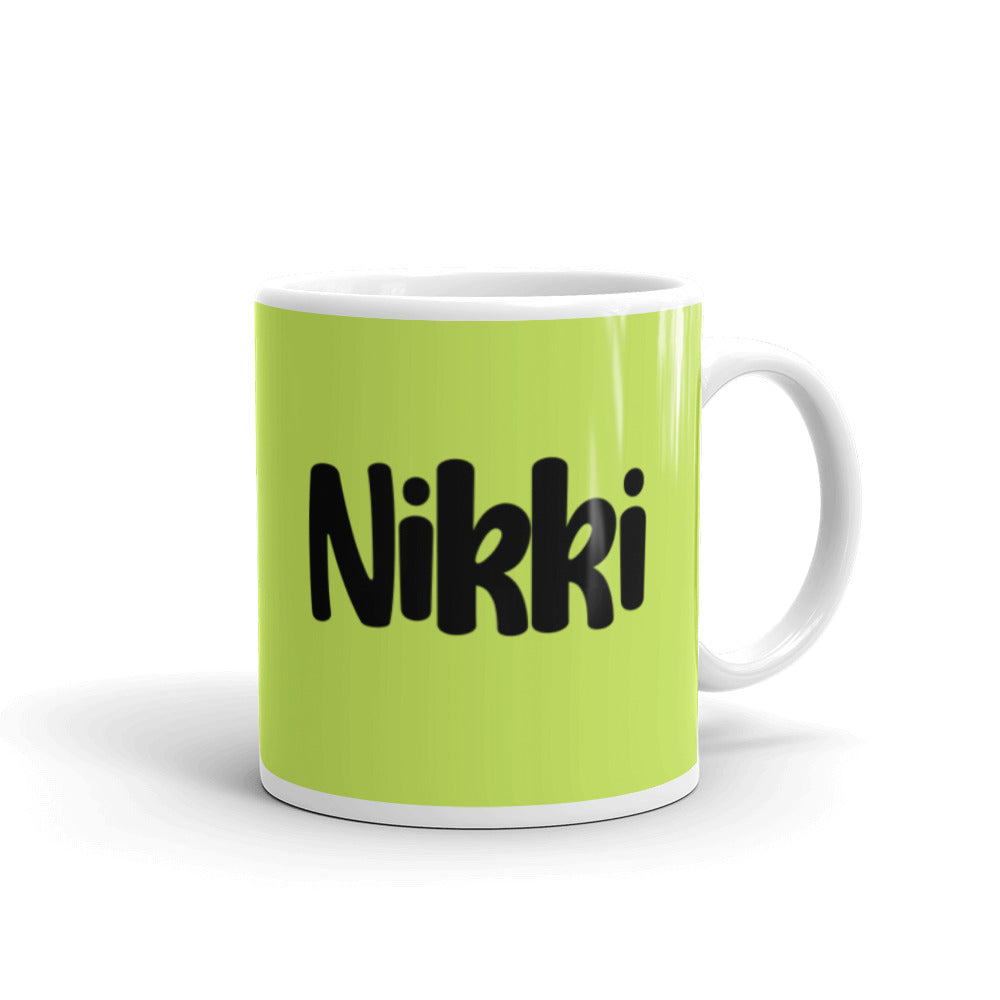 Nikki - Green & White glossy mug