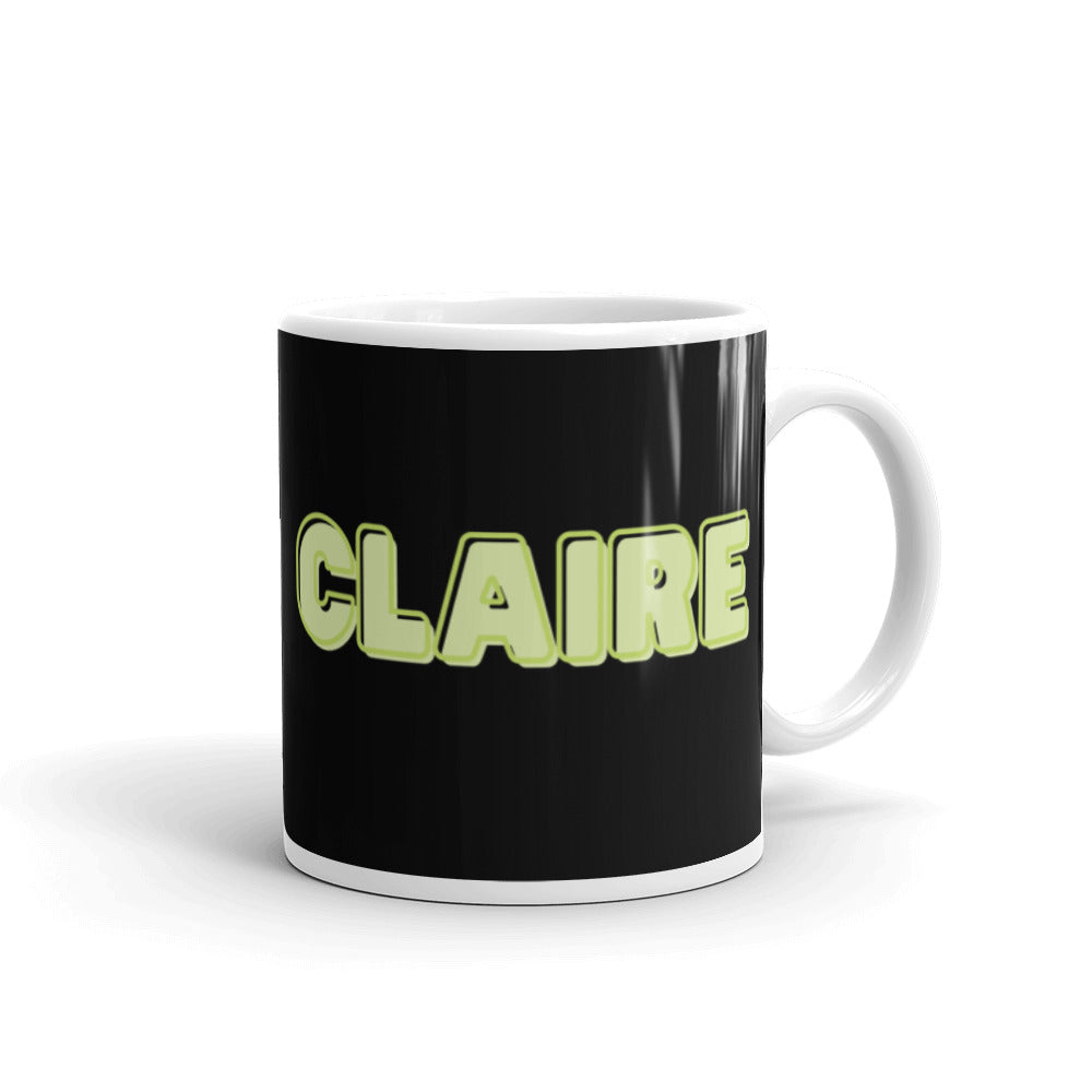 Claire Personalised - Green & Black on White glossy mug