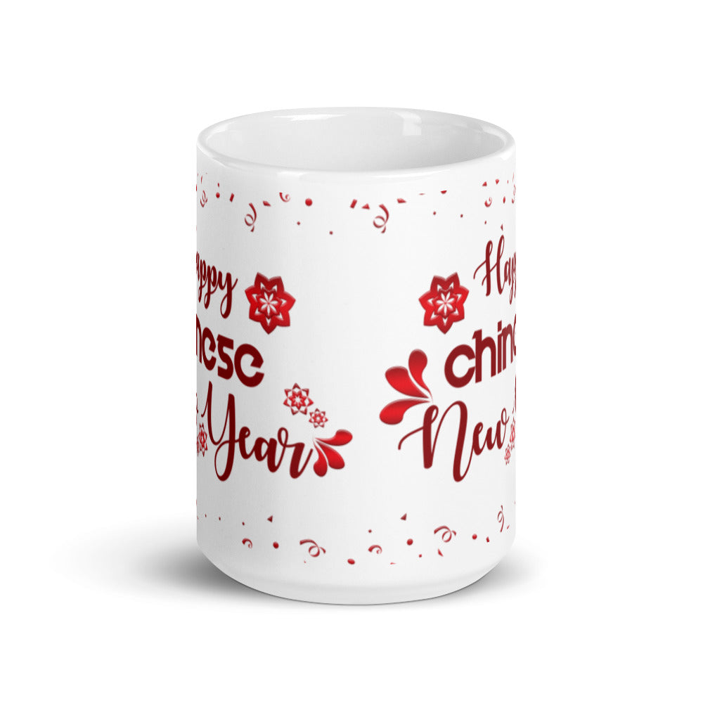 Happy Chinese New Year - White glossy mug - Red & White