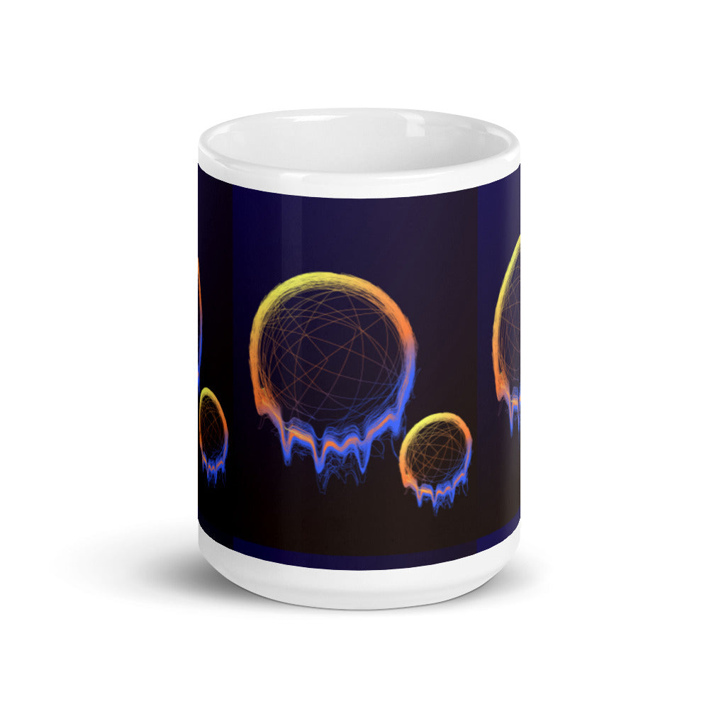 Fiery Planets in Luminant Colours - White glossy mug - Science Fiction Day