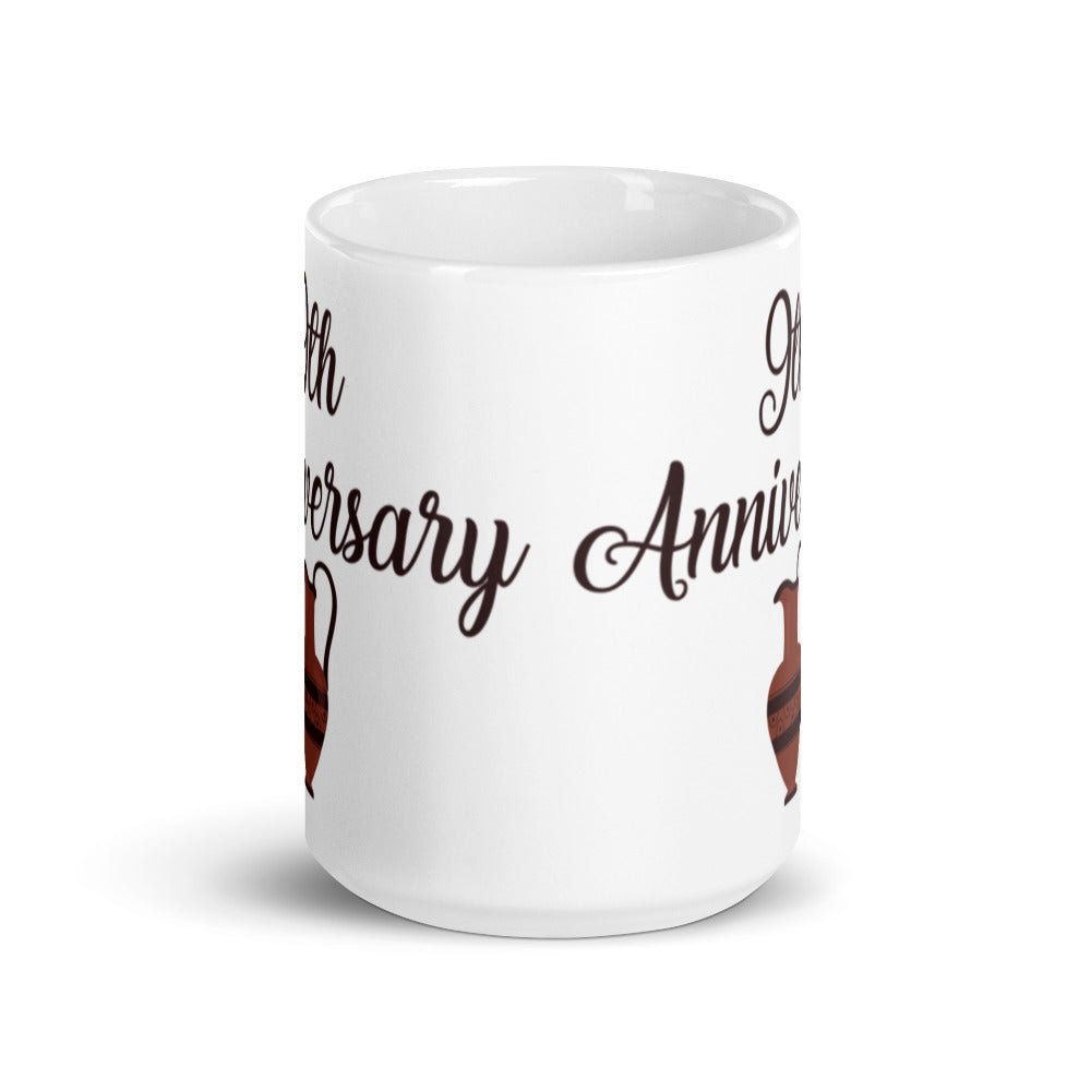 9th Anniversary in White & Terracotta - White glossy mug