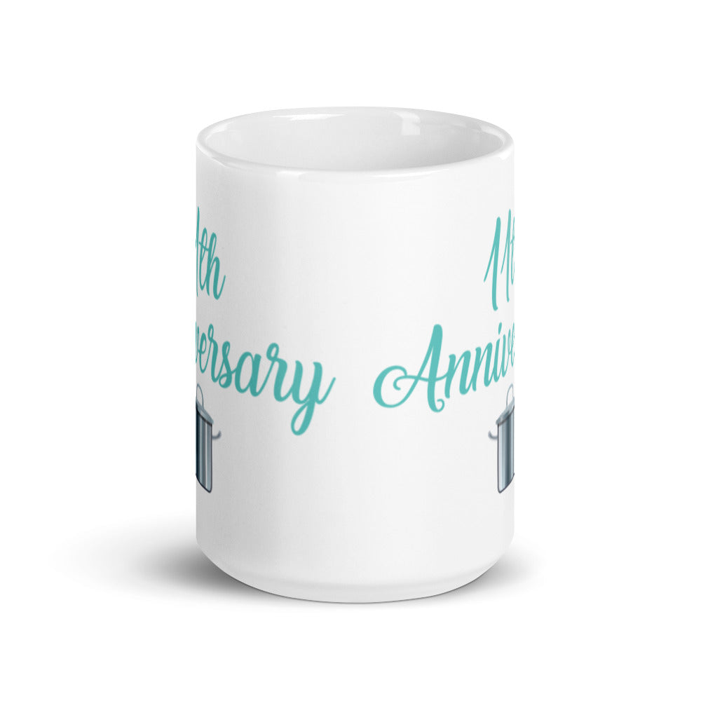 11th Anniversary in White & Turquoise - White glossy mug
