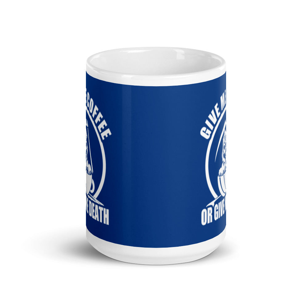 Give Me Coffee of Give Me Death (Navy) - White Glossy Mug