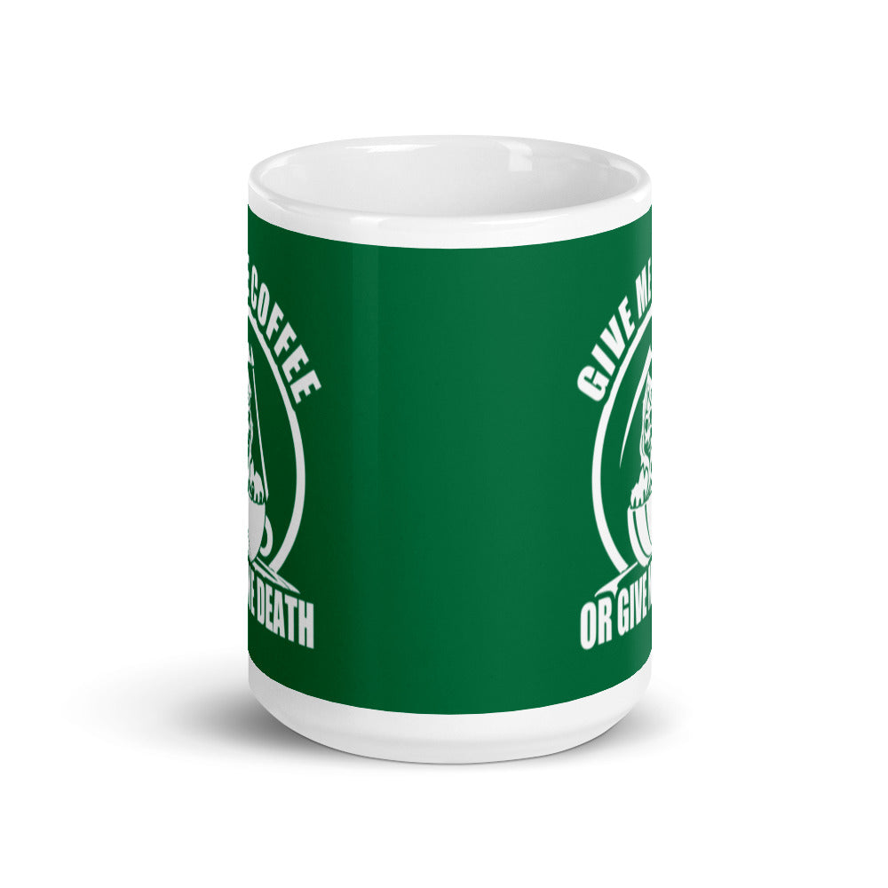 Give Me Coffee of Give Me Death (Green) - White Glossy Mug
