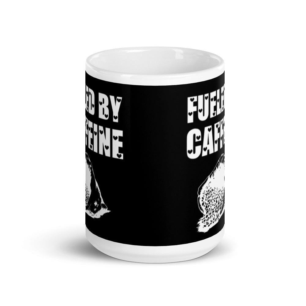 Fueled By Caffeine (Black) White Glossy Mug