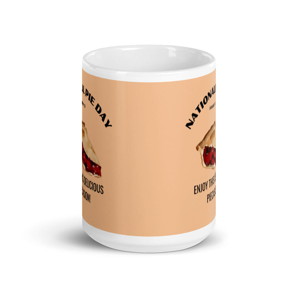 National Pie Day (Cream) White glossy mug