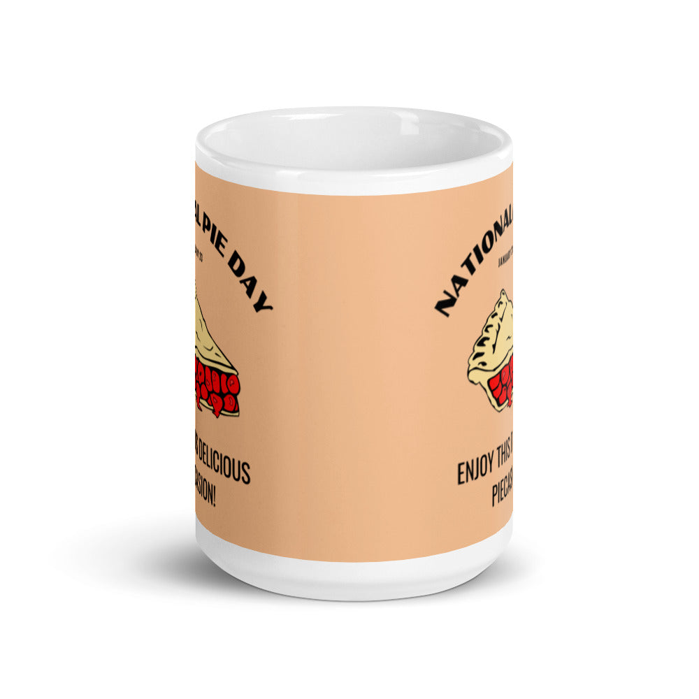 National Pie Day (Cream) White glossy mug