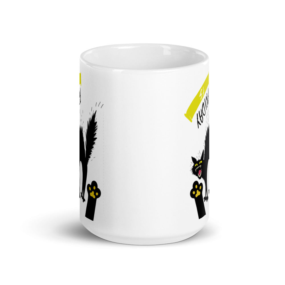 Friday the 13th - Scared Cat - White glossy mug
