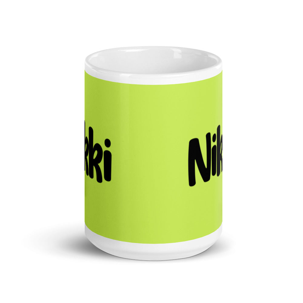 Nikki - Green & White glossy mug