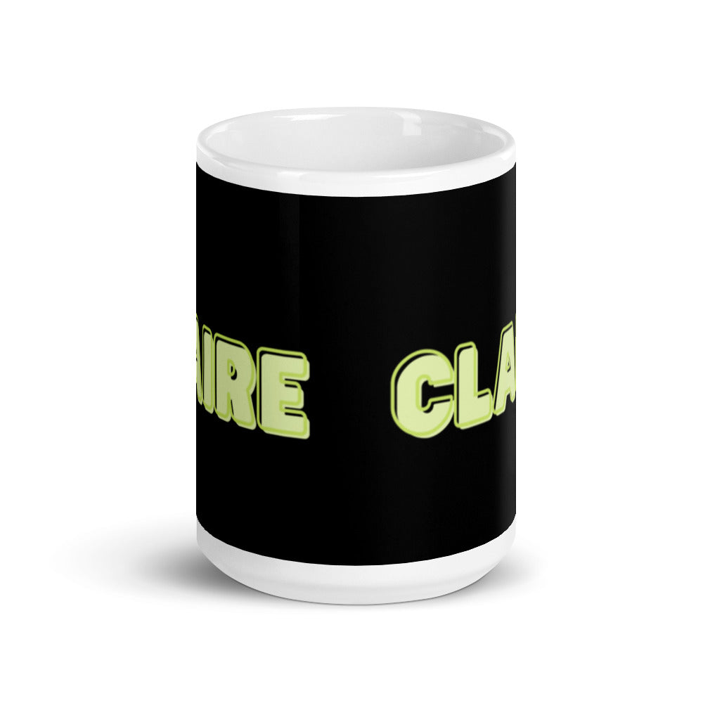 Claire Personalised - Green & Black on White glossy mug