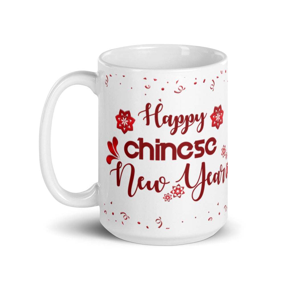Happy Chinese New Year - White glossy mug - Red & White
