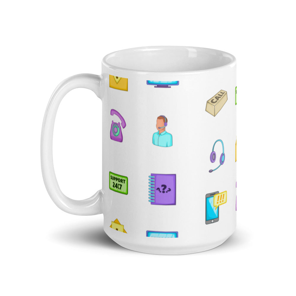 Customer Support Icons - White glossy mug - Get to Know your Customer Day