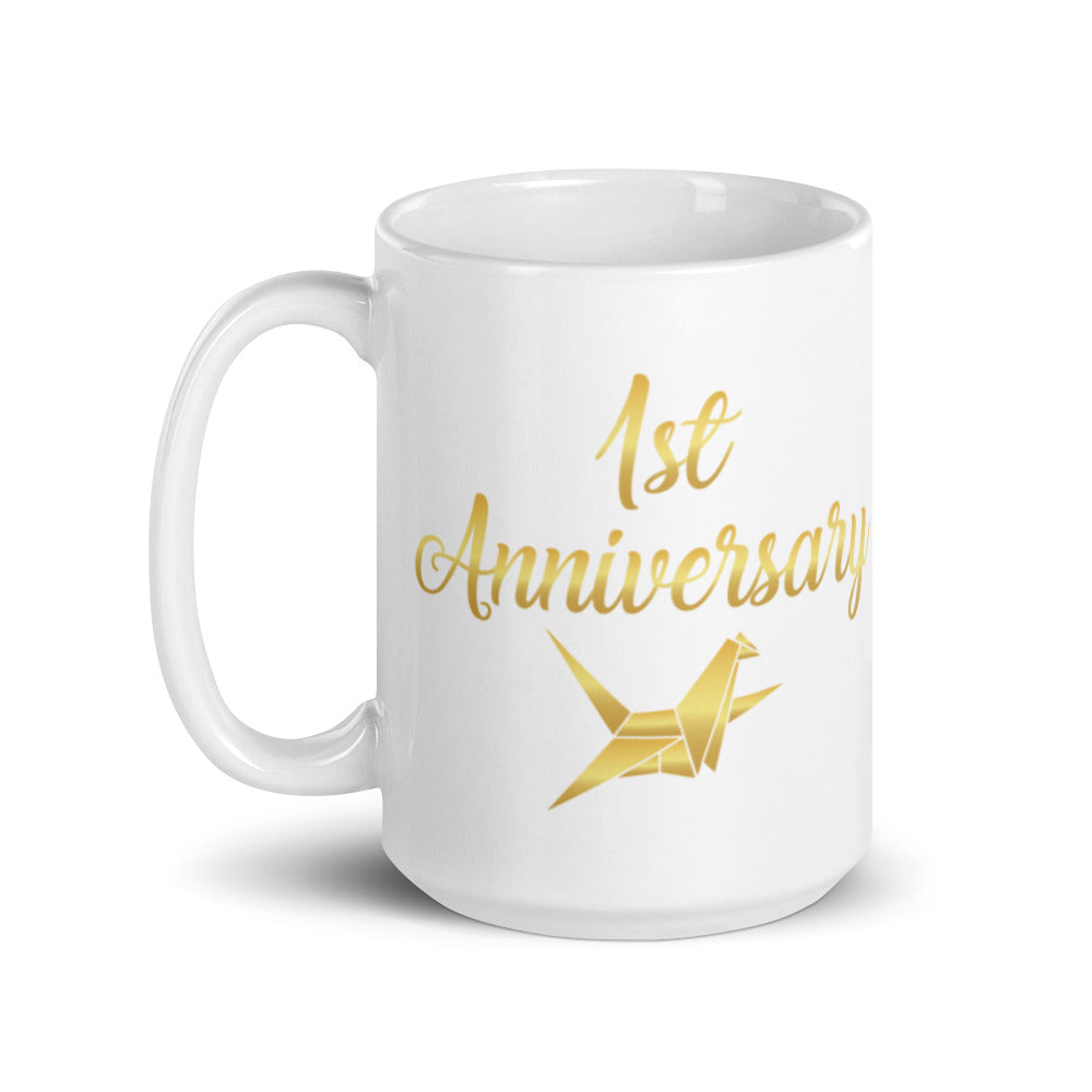 1st Anniversary - White glossy mug