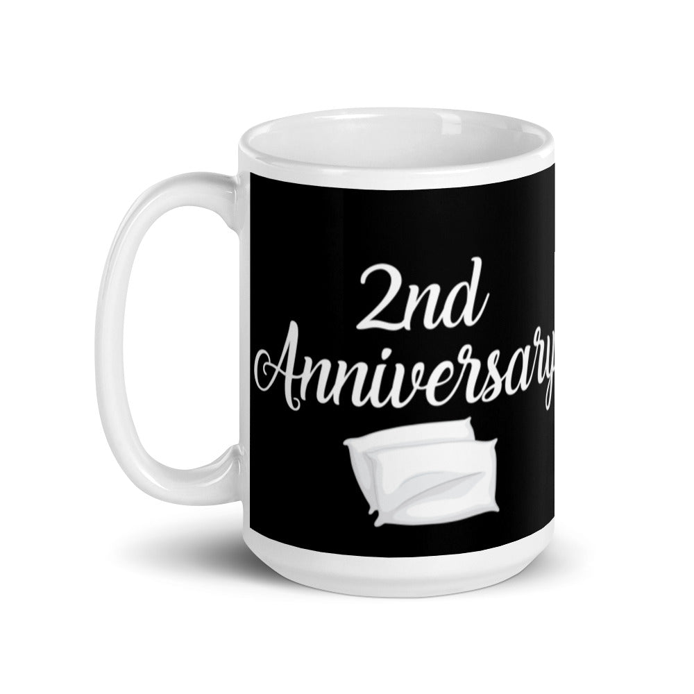 2nd Anniversary in Black & White - White glossy mug