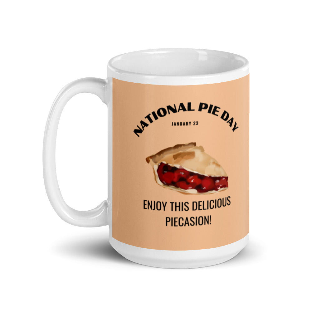 National Pie Day (Cream) White glossy mug