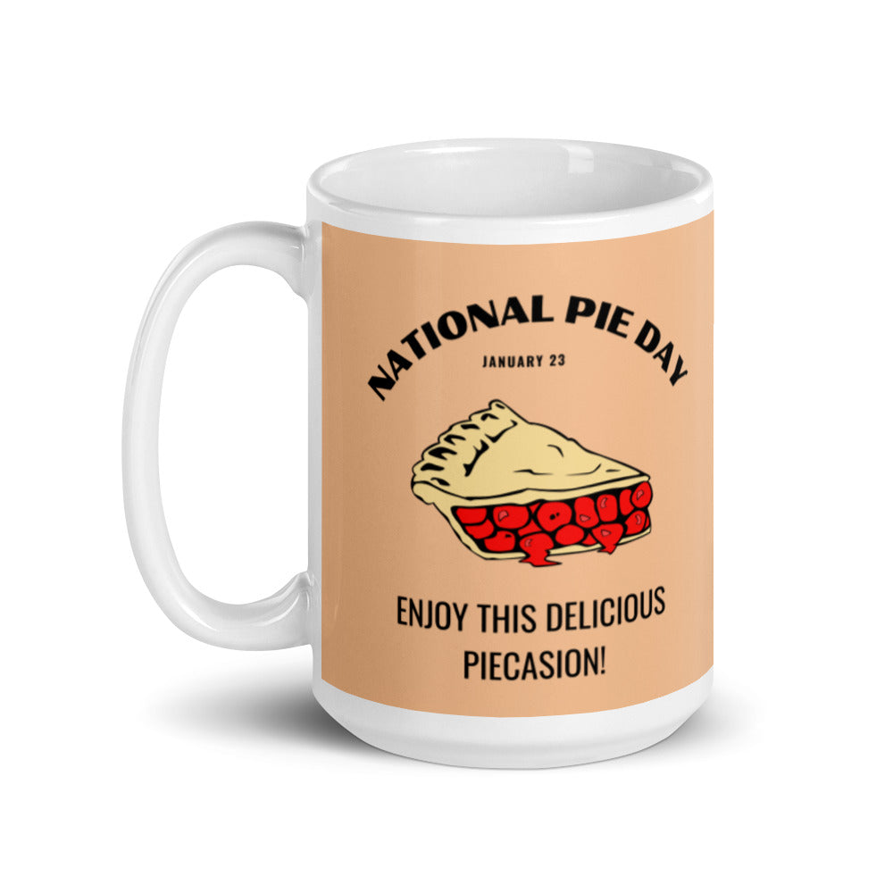 National Pie Day (Cream) White glossy mug