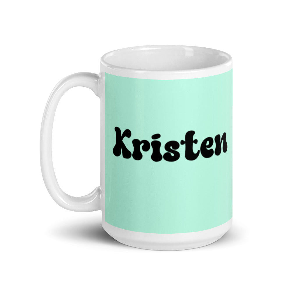 Kristen - Green & White glossy mug