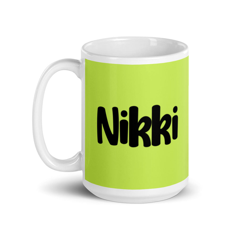 Nikki - Green & White glossy mug
