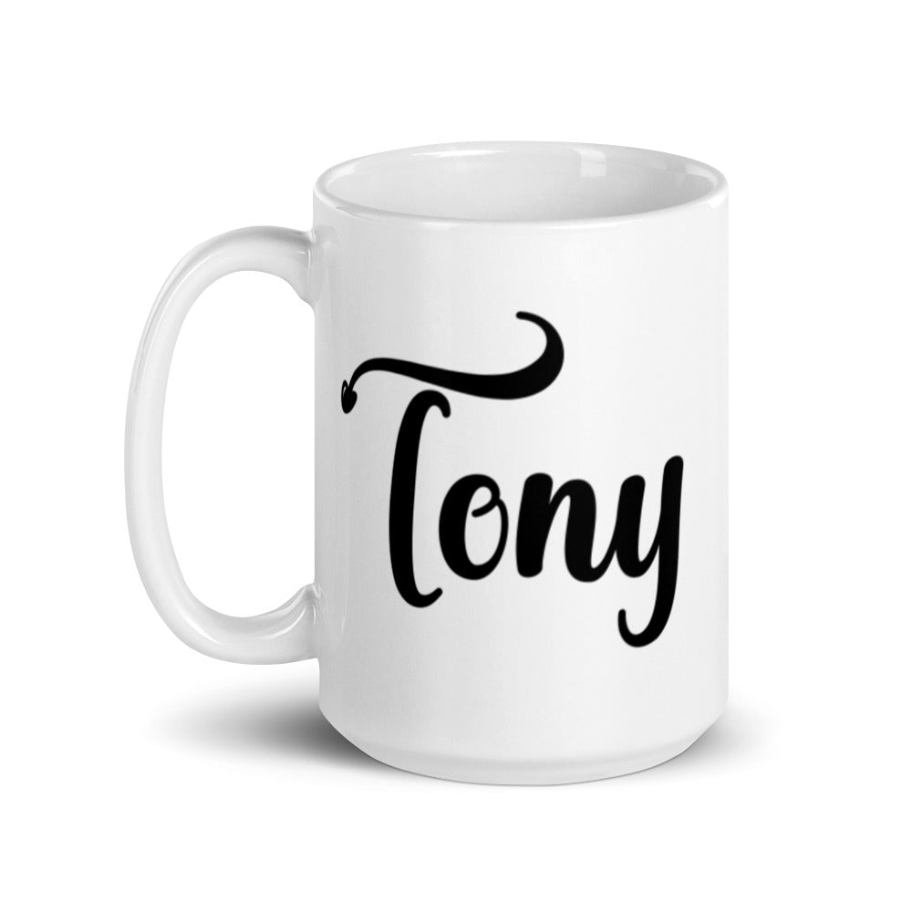 Tony - Black & White glossy mug