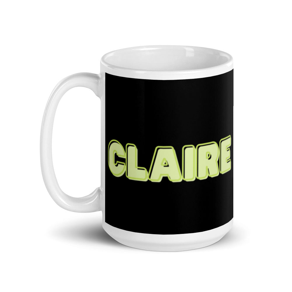 Claire Personalised - Green & Black on White glossy mug