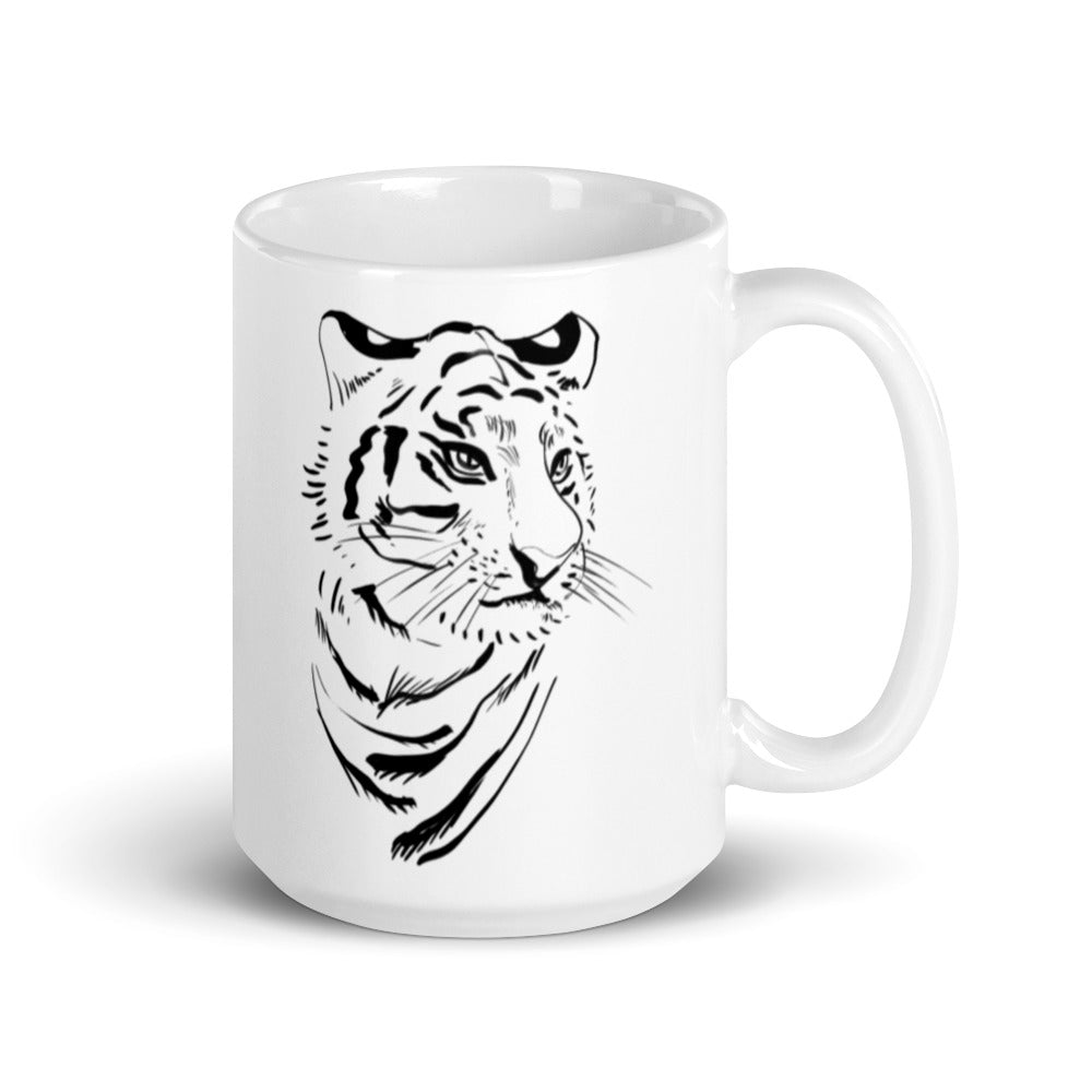 Tiger - White glossy mug - Black Year of the Tiger