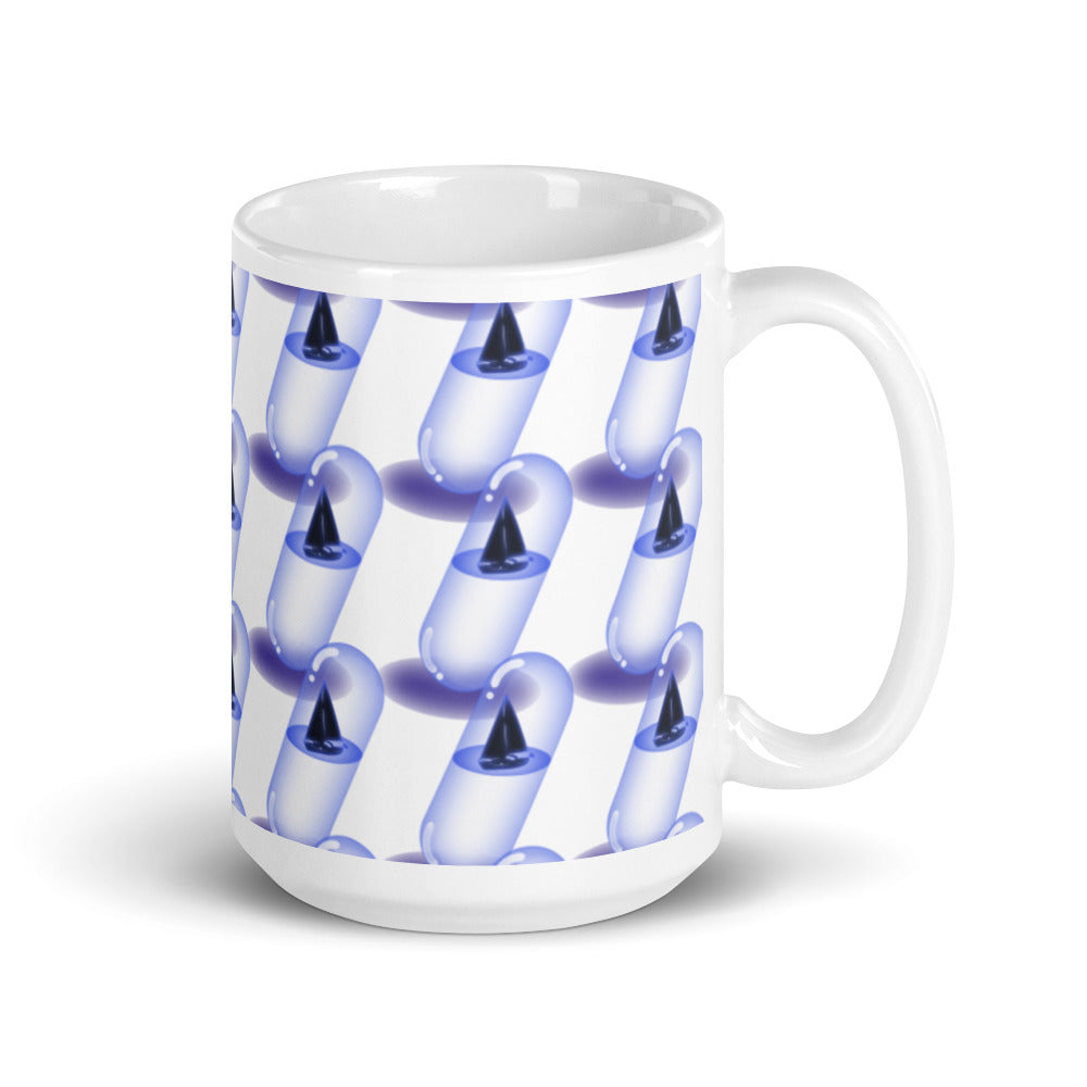 Yacht in a Capsule in Purple Pattern - White glossy mug - Science Fiction Day