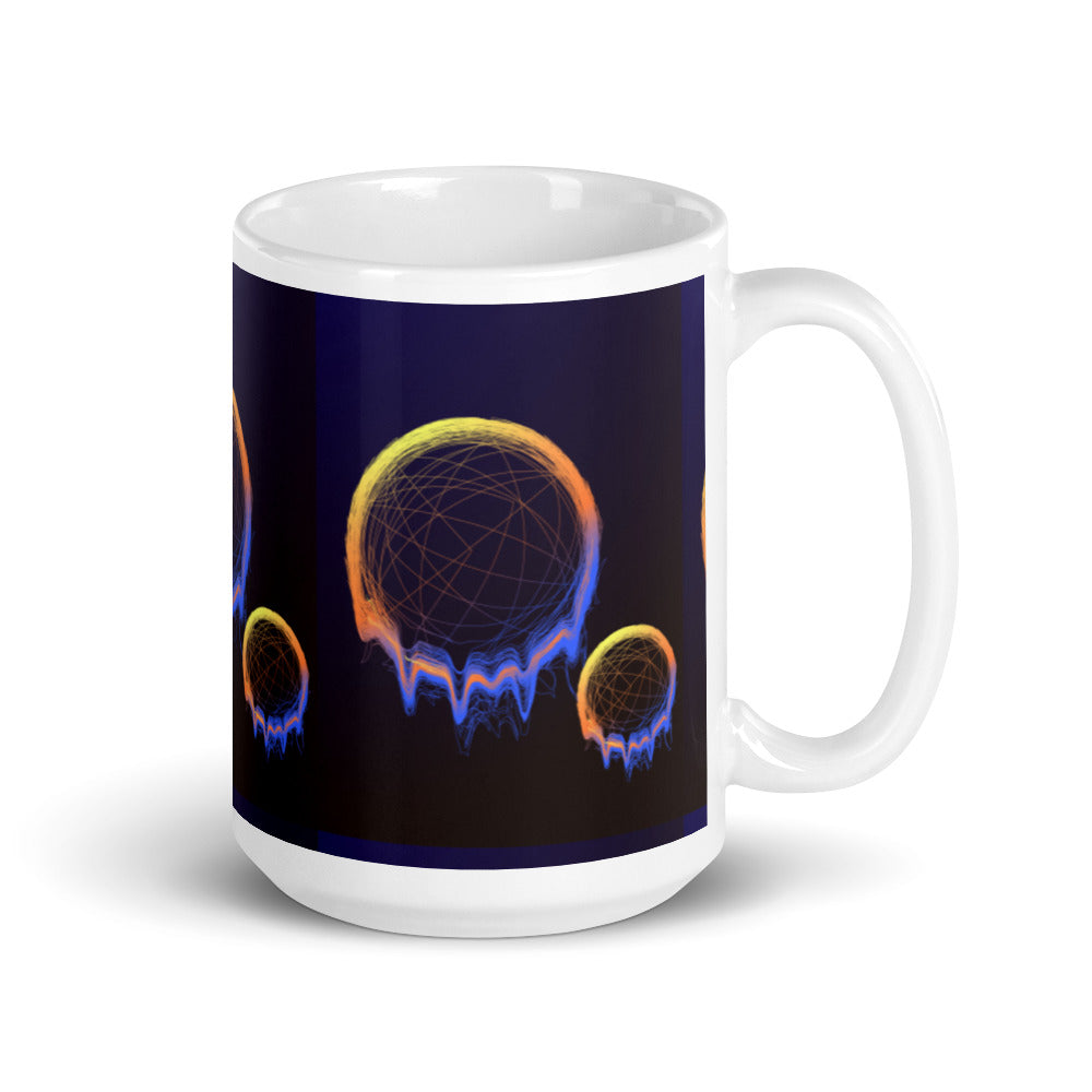 Fiery Planets in Luminant Colours - White glossy mug - Science Fiction Day