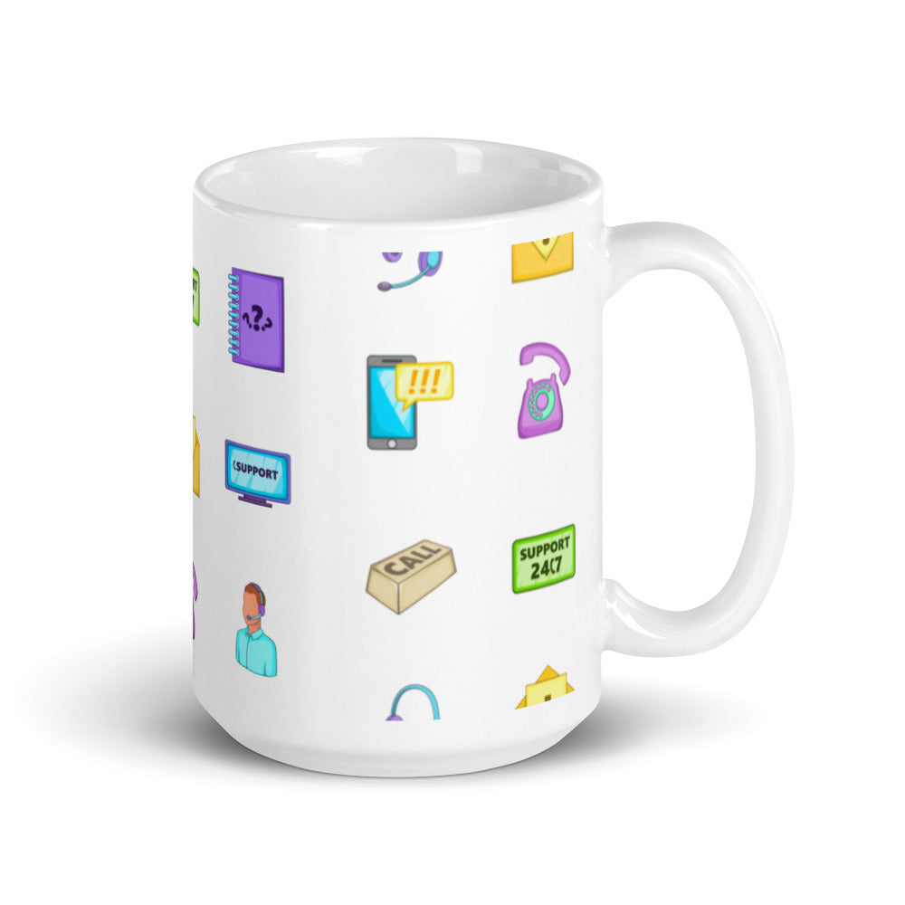 Customer Support Icons - White glossy mug - Get to Know your Customer Day