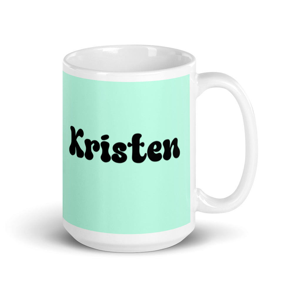 Kristen - Green & White glossy mug