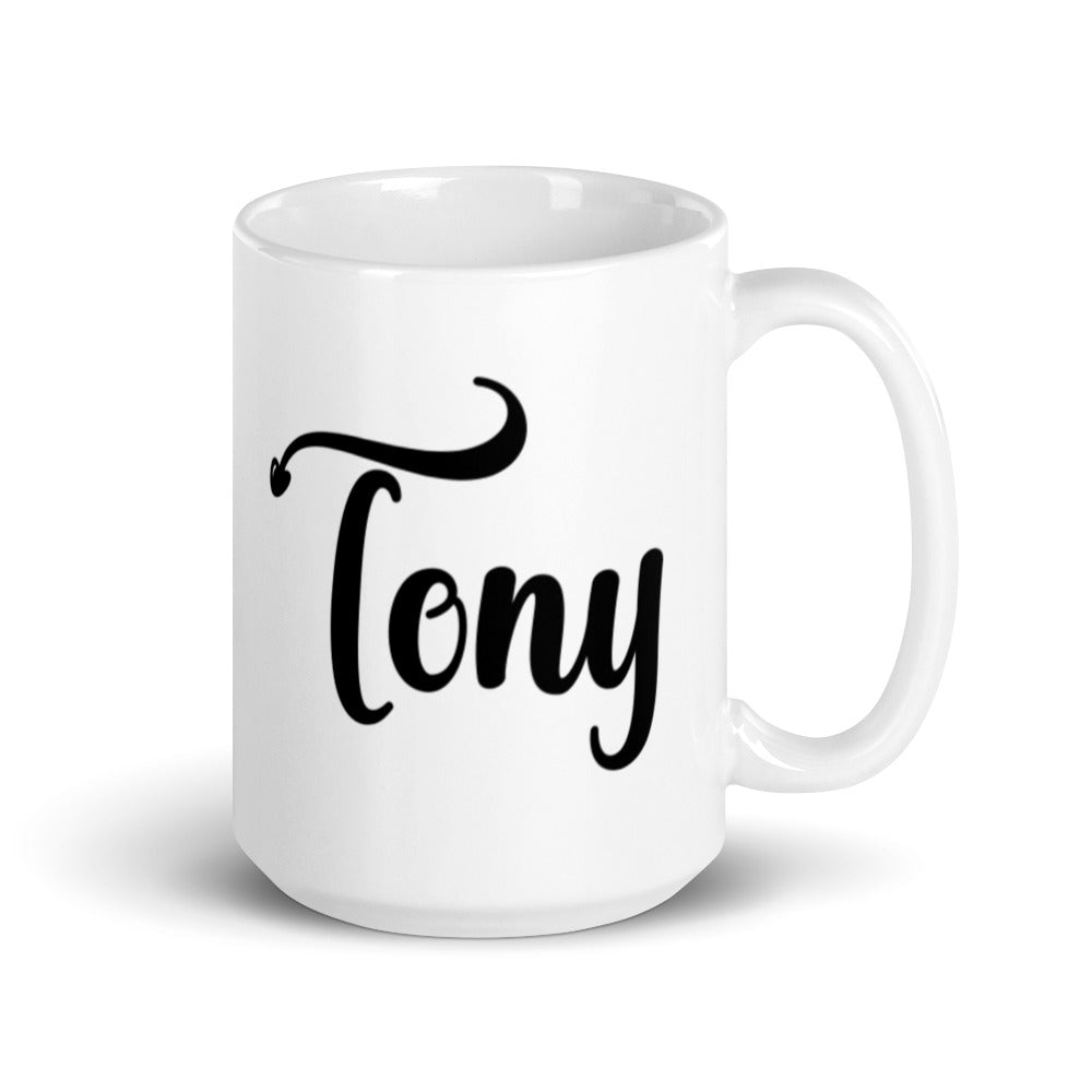 Tony - Black & White glossy mug
