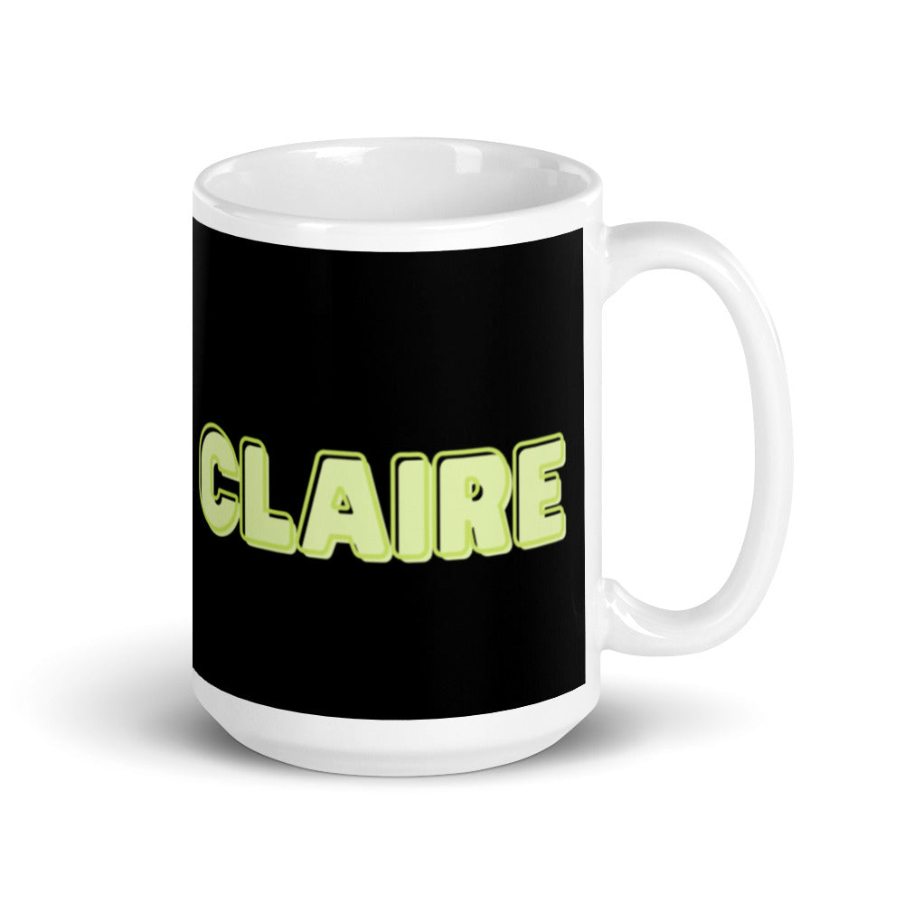 Claire Personalised - Green & Black on White glossy mug