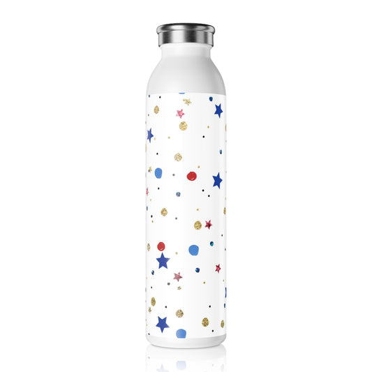American Flag Themed Stars Slim Water Bottle