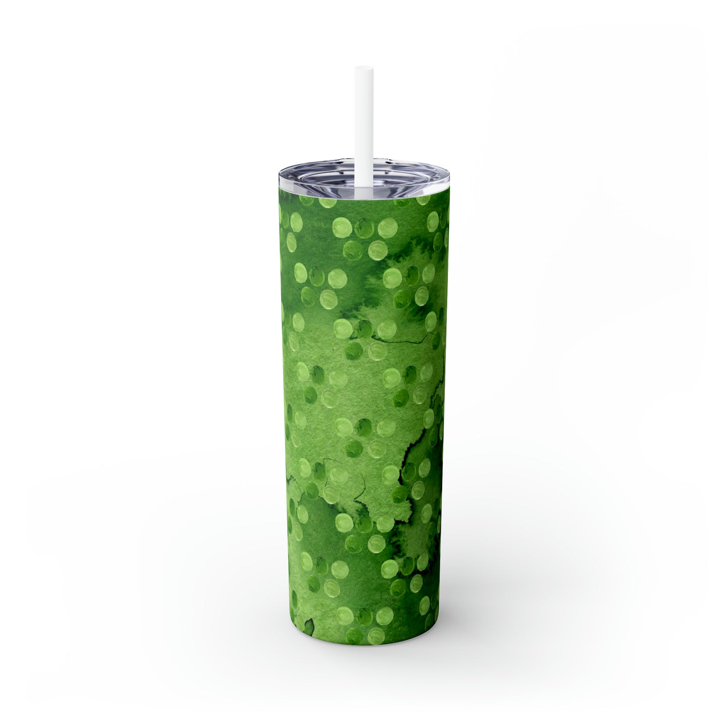 St Patricks Day Polka Dots Skinny Tumbler with Straw, 20oz