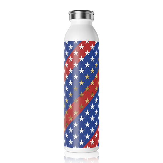 American Flag Themed Stars & Stripes Slim Water Bottle