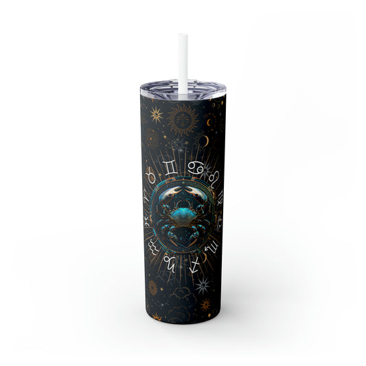 Cancer Zodiac Skinny Tumbler with Straw Astrology Insulated Mug Bridesmaids Gift Bachelorette Party Favor Birthday Gift